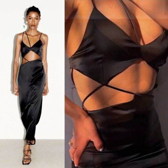 ZARA ASYMMETRIC MIDI DRESS M NWT - Picture 3 of 12